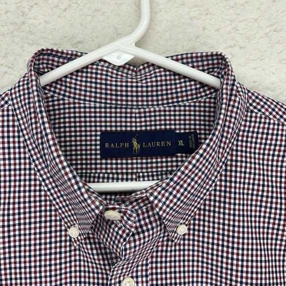 Polo Ralph Lauren Shirt Mens XL Classic Fit Red Blue Gingham‎ Check Oxford Pony - Picture 3 of 6